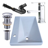 Lavabo Lavamano Tarja Baño Kit Monomando Cespol Contra Satin