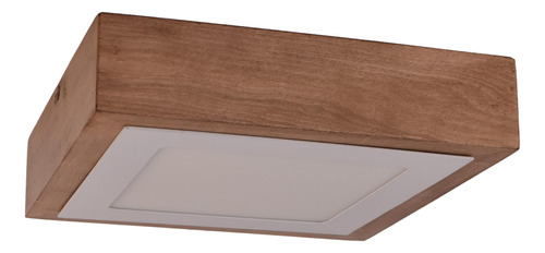 Panel Cuadrado Led Kua 18w Madera Lenga Lustrada 25x25cm 