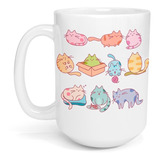 Taza Cerámica Gigante 425 Ml Gatos Coloridos Michis Café Té 