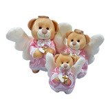 Urso Anjo De Pelúcia Rosa - Trio De Ursinhas Anjo Para Nicho