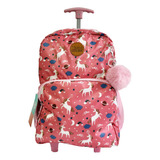 Mochila Con Llavero De Peluche 16 Pulgadas, C/carrito, 12899