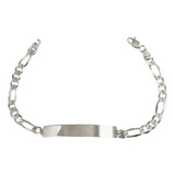 Esclava Hombre Pulsera Fígaro Plata 925 Placa Lisa 4.5 Mm