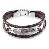 Pulsera De Cuero Pluma Hombre Y Mujer Elegante Juvenil