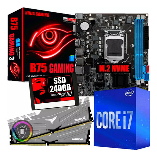 Kit Upgrade Gamer I7 3.8ghz + Placa Mae + 16gb Ram + Ssd 240