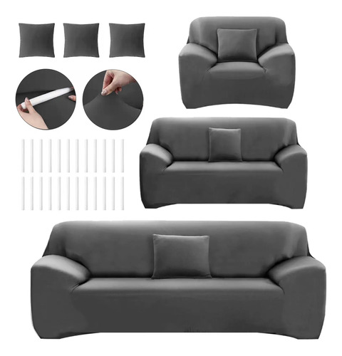 Juego De 6 Protector Cubre Sala Sedoso Elástico Funda Sillon