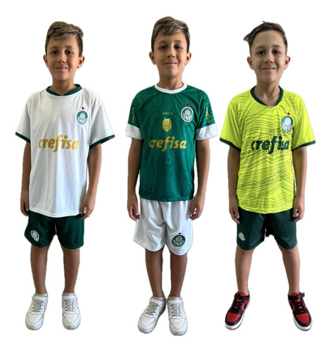 3 Kit Conjuntos Palmeiras Infantil Lançamento Promoção 