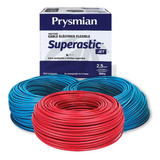 Cable Unipolar Prysmian 2.5mm X2 Celeste + X1 Rojo X100mt Ea