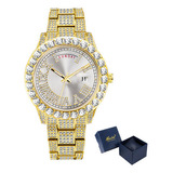 Relojes De Moda Missfox Con Forma De Calendario Y Diamantes Color De La Correa Golden/white
