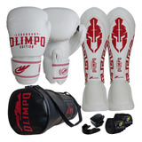 Kit Para Muay Thai Luva+caneleira+bolsa+bandagem+bucal+case