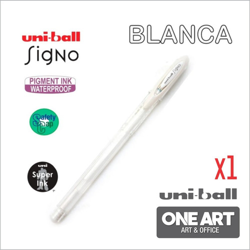 Boligrafo Uniball Signo Uni-ball Roller Gel Fine Blanca Color De La Tinta Blanco Color Del Exterior Blanco