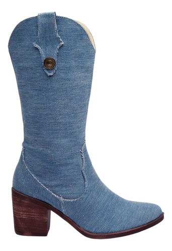 Botas Vaqueras Mujer Hanna Mezclilla Azul Y Negras Fareli