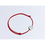 Pulsera Para Bebe San Benito De Chapa De Plata Hilo Rojo