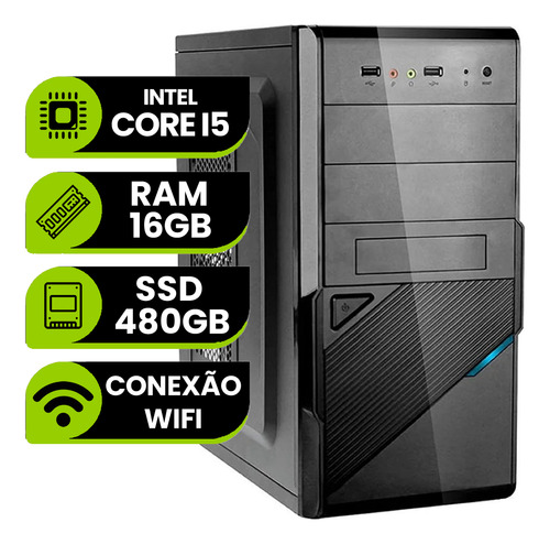 Computador Pc Cpu Intel Core I5 16gb Ram Ssd 480gb Wifi Windows 10