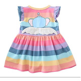 Vestido De Manga Voladora A Rayas De Arcoíris Para Niños Peq