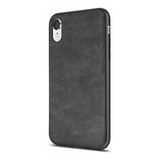 Funda De Cuero Sintetico Para iPhone XR, Negro