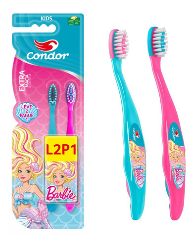 Escova Dental Kids Barbie 2-4 Anos Leve 2 Pague 1 - Condor