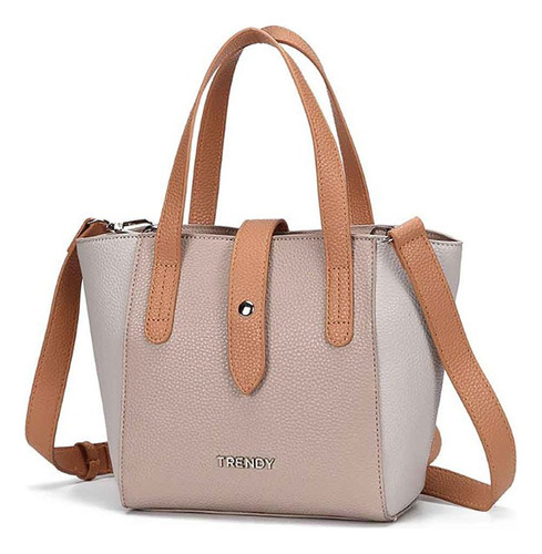 Cartera Mochila Urbana Trendy Urbana 21599 Diseño Combinado De Cuero  Beige Con Correa De Hombro Marrón Asas Color Al Tono Y Herrajes Níquel