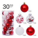 Bolas Navideñas Rojas Y Blancas, 30 Piezas, Bellamente Decor