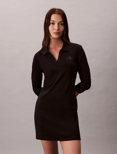 Vestido Negro Polo Mini Con Monologo De Mujer Calvin Klein