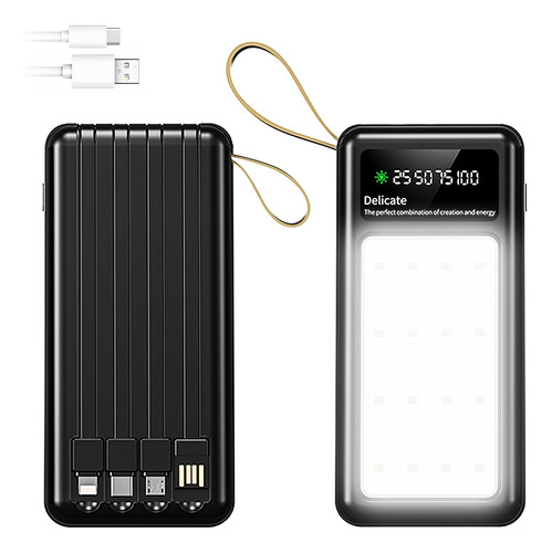 Power Bank Batería Cargador 20000mah Pd Carga Rápida Luz Led