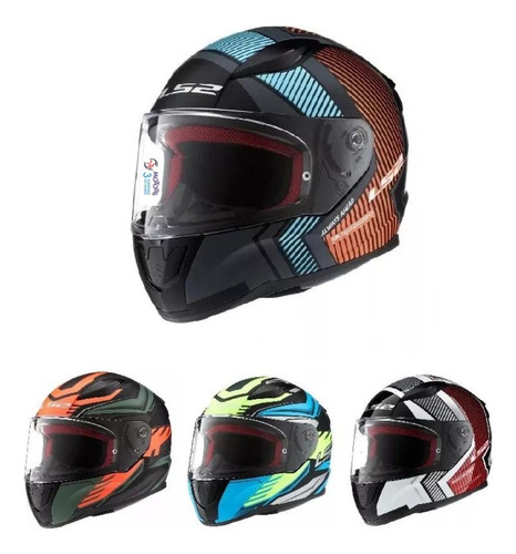  Jm Ls2 Casco Integral 353 Rapid Extra Gale Naranja Celeste