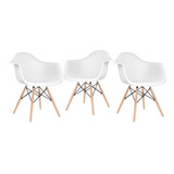 3 Cadeiras  Eames Wood Daw Com Braços Jantar Cores Estrutura Da Cadeira Branco