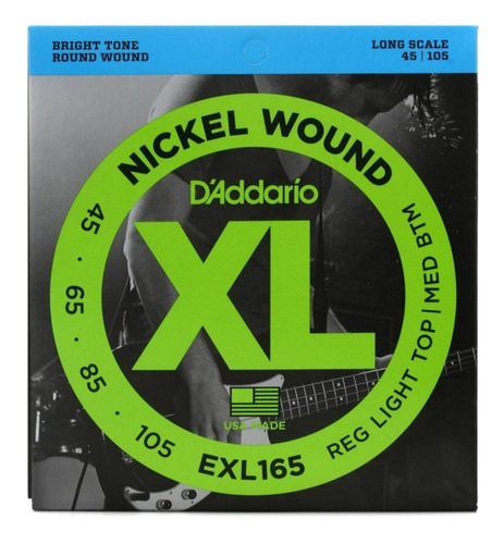 Daddario Exl-165 Juego 4 Cuerdas Bajo Eléctrico 45-105