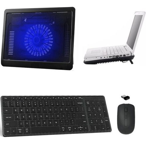 Teclado, Mouse E Suporte Cooler Para Notebook Dell - Preto