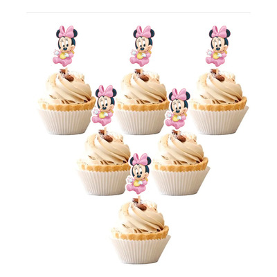 Cake Topper Cupcakes Minnie Bebe Rosa Claro Minnie Bebé
