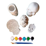 Figuras De Yeso 5 Calaveras + Pintura