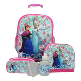 Kit Mochila Escolar Infantil Rodinhas G Frozen F1