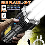 Linterna Led Recargable Usb Muy Fuerte Para Pesca, Color Negro, Luz Blanca