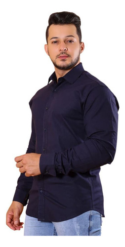 Camisa Masculina Slim Fit Manga Longa Social Promoção