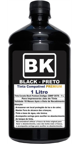 Tinta Preta 1 Litro Compatível Epson L3250 L3210 L3150 R 544