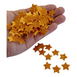 Aplique Estrela 1,5 Cm Eva Dourado Glitter Kit Com 100 Unid