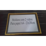 Kit Com 4 Moldura De Alumínio 2 Vidros Para Diploma A4 