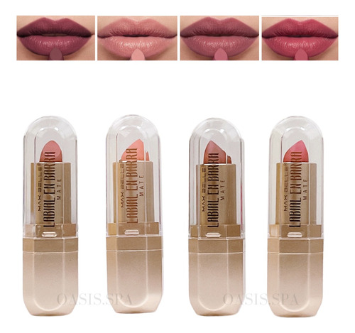 Pack 4 Labiales Mate Larga Duración