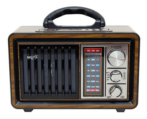 Radio Portatil Am Fm Vintage Retro Bluetooth Aux Linterna Color Marrón Oscuro