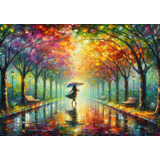 Cuadro Decorativo  Lluvia Primavera Lienzo - Sala 100x70