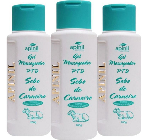 Kit 3 Gel Massageador Ptd Sebo De Carneiro 190g