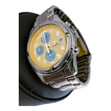 Reloj Citizen Crono Fondo Amarillo Esferas Azul Acero Hombre