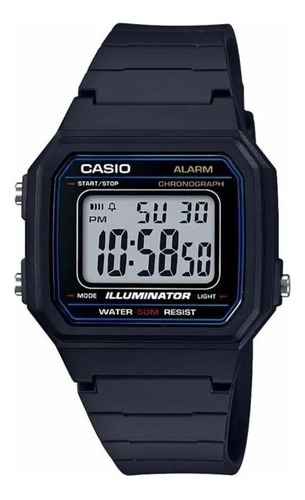 Reloj Casio W-217h Digital Quartz Original Hombre Time Square Color De La Correa Negro Color Del Bisel Negro Color Del Fondo Agua