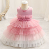 Vestido De Bautizo Para Niña, Para Bebé, Pétalo Rosa, Elegan