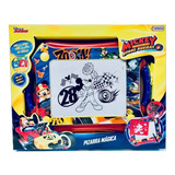 Pizarra Magica Grande A Color Con Mickey 4 Stencils Moldes