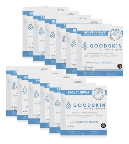 Suplemento En Líquido Framingham Pharma  Goodskin Goodskin Proteínas Sabor Frutal En Caja De 375ml Pack X 12 U