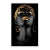 Quadro Decorativo Mulher Negra Dourad Gold Sala Quarto 60x40