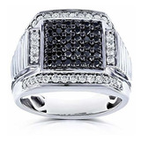 Anillo De Hombre Diamante Negro 1 Ct En Oro Blanco 10k.