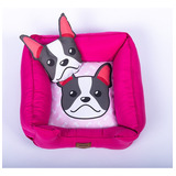 Cama Pet Luxo Personalizada Para Cachorro Femea E Macho 60cm Cor Buldog Frances Pink Desenho Com Almofada