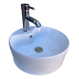 Kit Ovalin Ceramica Redondo+monomando Lavabo Baño+accesorios