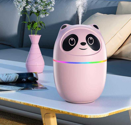 Humidificador De Oso Panda Led Usb Ambientador Colores